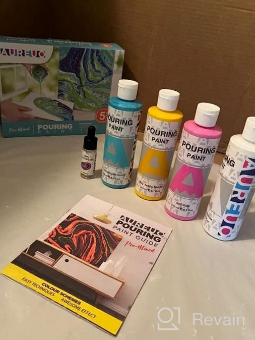 img 1 attached to AUREUO Acrylic Pouring Paint Set Of 4 Colors (8 Oz Bottles) High Flow Pre-Mixed Acrylic Painting Kit Include Silicone Oil For Canvas, Rock, Ceramic, Wood, Glass & Other Crafts - Time & Tide review by Casey Oliver