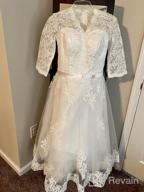 img 1 attached to Stunning Abaowedding Women'S V-Neck Tea-Length Wedding Dress With Long Sleeves review by Danielle Davis