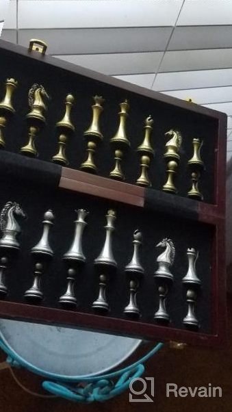 img 1 attached to Travel Metal Chess Set - Wooden Folding Board & Pieces For Adults & Kids | Fun Board Game! review by Thong Pilla