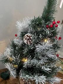img 7 attached to 24-дюймовая мини-елка AOGU, покрытая снегом, искусственная настольная новогодняя декорация с 35 огнями и основанием из тканевого мешка для дома, стола или обеденного столика во время Рождества.