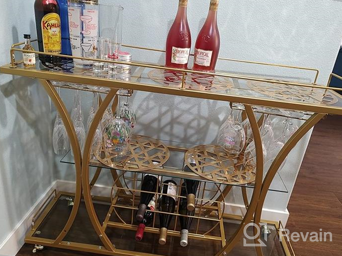 img 1 attached to HOMYSHOPY Bar Serving Cart With Glass Holder And Wine Rack, 3-Tier Kitchen Trolley With Tempered Glass Shelves And Chrome-Finished Metal Frame, Mobile Wine Cart For Home (Silver) review by Mario Haan