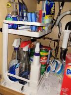 img 1 attached to Under Sink Organizer - Adjustable Height, 2 Tier Metal Shelf Storage Baskets With Hooks For Bathroom & Kitchen Cabinet Organization (White) review by Jeff Olson