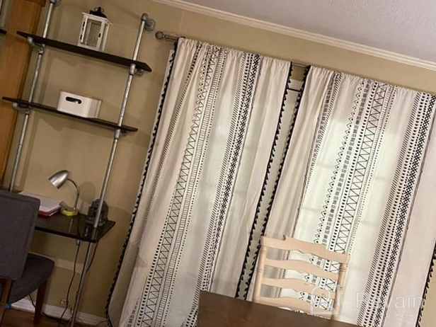 img 1 attached to Boho Cotton Linen Curtains With Tassels And Geometric Print - Semi-Blackout Farmhouse Bohemian Window Drapes For Living Room, Bedroom - Rod Pocket Style, 1 Panel review by Jun Alves