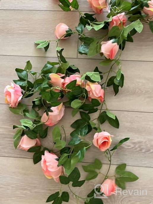 img 1 attached to 2 Pack 14FT Light Purple Rose Flower Vines - Perfect For Home Garden Party Outdoor Ceremony Wedding Arch Floral Decor review by Erik Wesley