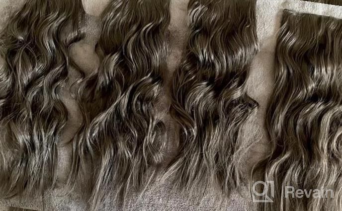 img 1 attached to Dark Brown Wavy Clip-In Hair Extensions - 4 Pieces, 20 Inches, 180G Full Head Thick Synthetic Fiber Hairpieces For Women By FESHFEN review by Jay Williamson
