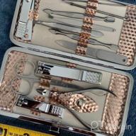 img 1 attached to Rose Gold Professional Nail Clippers Set, 12Pcs Manicure Kit Stainless Steel Pedicure Grooming Kit With Travel Case For Women review by Rail Basri
