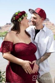 img 5 attached to JustVH для беременных с открытыми плечами и оборками, кружевное свадебное платье макси, платье для фотосессии