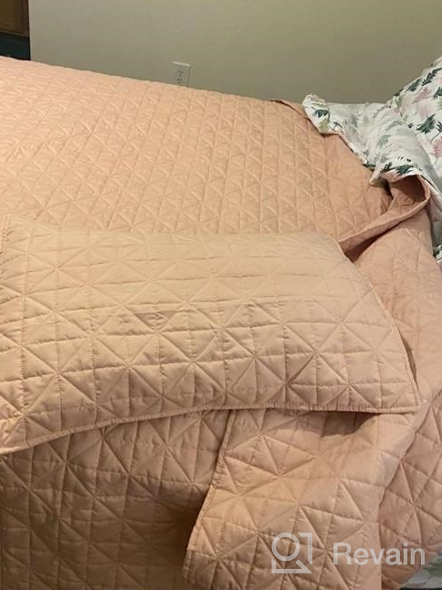 img 1 attached to Exclusivo Mezcla 3-Piece King Size Quilt Set With Pillow Shams, Grid Quilted Bedspread/ Coverlet/ Bed Cover( 96X104 Inches, Camel) -Soft, Lightweight And Reversible review by Sonja Garcia