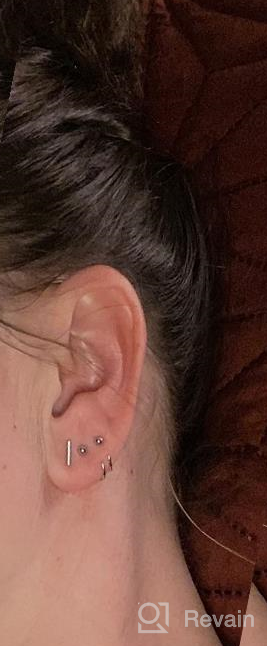 img 1 attached to Small Vintage Sterling Silver Cartilage Hoop Earrings - 3mm Ball Studs for Women & Girls 👂 with Sensitive Ears - Hypoallergenic Cuff Wrap Nose Ring Hoops - Minimalist Huggie Design - Perfect Gift review by Wendy Garcia