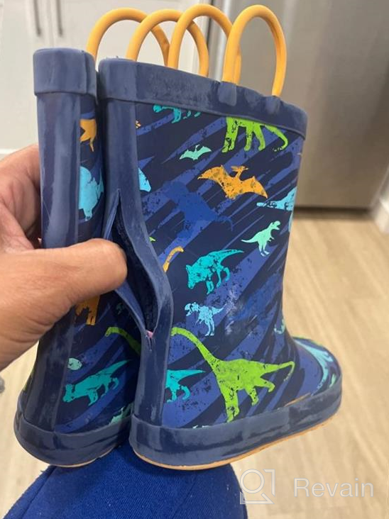 img 1 attached to 👦 Durable Mysoft Toddler Waterproof Rainboots with Fun Patterns for Boys' Shoes and Boots review by Kevin Brianne