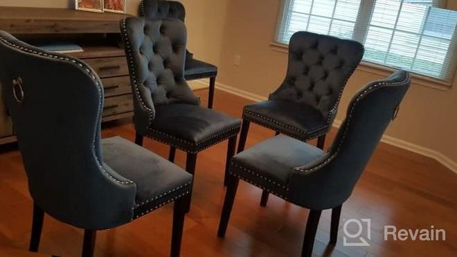 img 1 attached to Black Retro Velvet Upholstered Dining Chairs With Armless Design - Set Of 2 By Kmax review by Marcos Oner