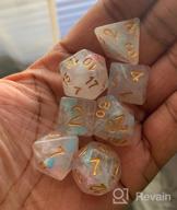 img 1 attached to Pink & Cyan Iridecent Swirls DND Polyhedral Dice Set - 11 Piece For Dungeons And Dragons, D&D Role Playing Games review by John Taylor