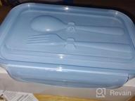 img 1 attached to Child-Friendly Jeopace Bento Box With 4 Compartments, Microwave/Freezer/Dishwasher Safe, And Utensils Included - Perfect For Kids' Lunches (Light Purple) review by Robert Cooper