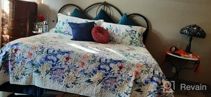 img 1 attached to 🌿 Travan 3-Piece Quilt Set: Floral Printed Oversized Bedding, King Size, Green Vine review by Scott Carlile