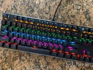 img 1 attached to LeadsaiL Gaming Keyboard Compact Tenkeyless Mechanical Keyboard,RGB Rainbow LED Backlit Floating Keyboard With Blue Switch, 87 Keys Anti-Ghosting, Ergonomic, Water Resistant For Windows PC/Mac Gaming review by Curby Alston