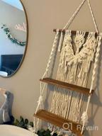 img 1 attached to Handmade Bohemian 2 Tier Macrame Wall Shelf With Boho Wooden And Woven Plants Decor For Stylish Bathroom, Kitchen, Nursery Storage review by Marcus Hussain