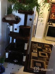 img 6 attached to 🐱 Ultimate Cat Playground: BEWISHOME Cat Tree with Scratching Posts, Condos, Perches, Balls, Hammock – Brown MMJ01Z