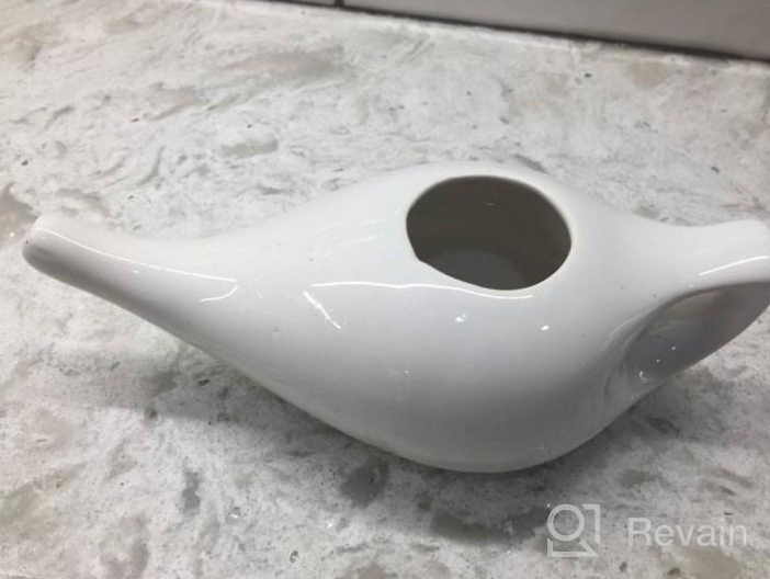 img 1 attached to Premium Handcrafted Ceramic Neti Pot - 225 Ml. White Color Nose Cleaner For Sinus Relief, Dishwasher Safe review by Jeff Hall