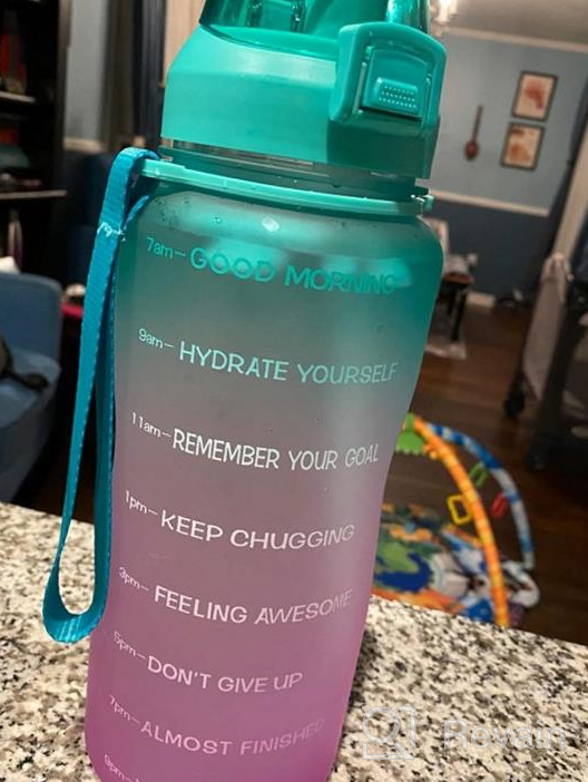 img 1 attached to 64Oz Motivational Water Bottle With Time Marker & Straw, BPA Free Tritan Jug For Fitness, Gym And Outdoor Sports - Leakproof Half Gallon/Fidus review by Tim Wilske