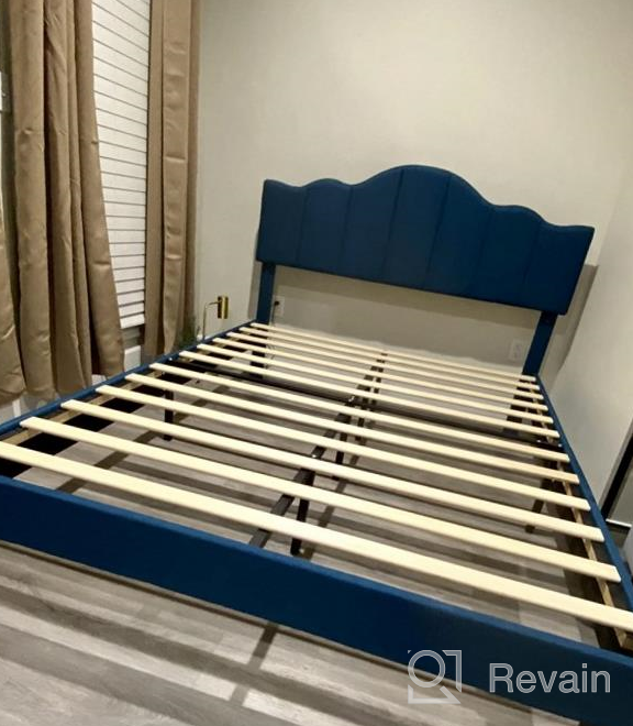 img 1 attached to VECELO Queen Upholstered Platform Bed: Height-Adjustable Tufted Headboard And Strong Wood Slat Support For Mattress Foundation - No Box Spring Needed In Champagne Beige review by Troy Meza