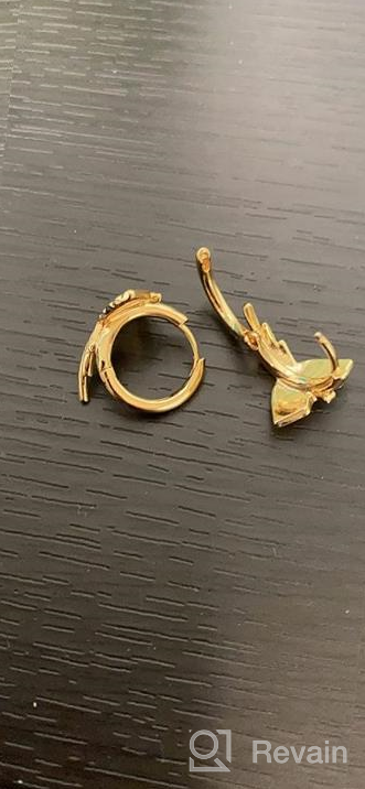 img 1 attached to Fettero Women'S Gold Huggie Hoop Earrings - Dainty & Hypoallergenic With Beaded, Circle, Spike, Snake, Heart, Lightning & CZ Designs review by Julie Clark