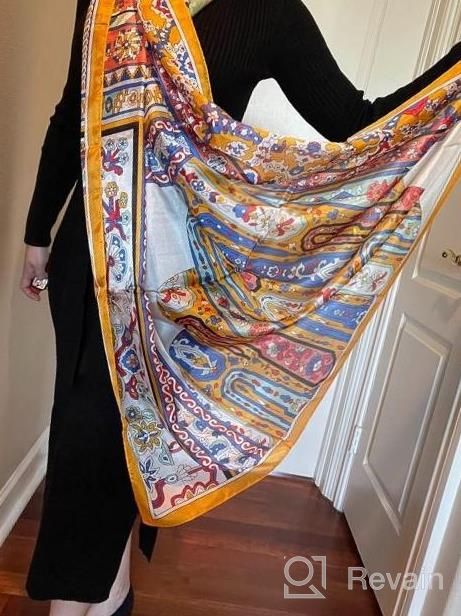 img 1 attached to DANA XU Long Silk Scarf: Oversize Floral Shawl For Weddings, Beach And Fashion review by Beth Allen