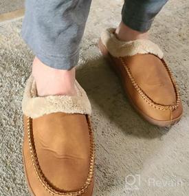 img 7 attached to Akk Мужские кожаные тапочки, удобная домашняя обувь без шнуровки ручной работы, теплая подкладка из искусственного меха, резиновая подошва, для дома и улицы