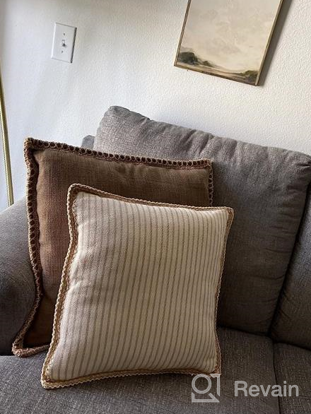 img 1 attached to Phantoscope Pack Of 2 Farmhouse Decorative Throw Pillow Covers Burlap Linen Trimmed Tailored Edges Beige 20 X 20 Inches, 50 X 50 Cm review by Jason Matthews