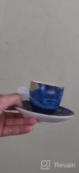 img 1 attached to Coffeezone Vincent Van Gogh Art The Starry Night Porcelain Coffee Mug (Americano 14 Oz) review by Alejandro Anaya