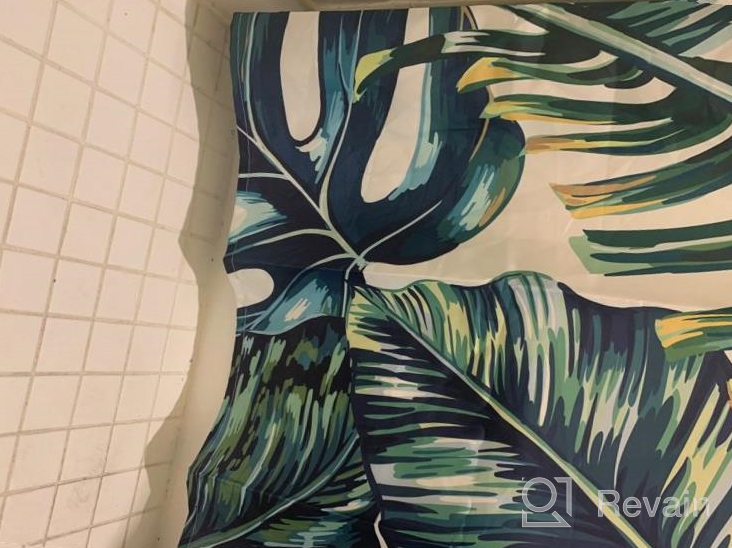 img 1 attached to LIVILAN Tropical Shower Curtain, Green Shower Curtain, Plant Shower Curtain, Leaf Shower Curtain, Botanical Shower Curtain Set With 12 Hooks, 72X84 Inches, Jungle Bathroom Decor review by John Camelio
