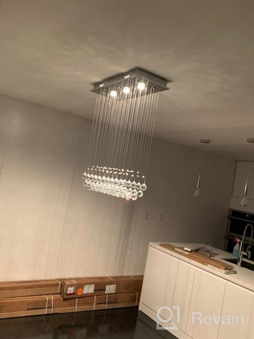 img 1 attached to Saint Mossi 3-Light K9 Crystal Chandelier: Modern Flush Mount Ceiling Pendant With Raindrop Design H33 X W10 X L25 review by Timothy Johnson