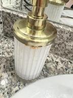 img 1 attached to 2 Pack MDesign Clear/Soft Brass Fluted Plastic Soap Dispensers For Bathroom Vanity, Kitchen Sink - Refillable Pump Bottles For Hand Soap, Dish Soap, Essential Oils, Ivey Collection review by Mandy Gonzalez