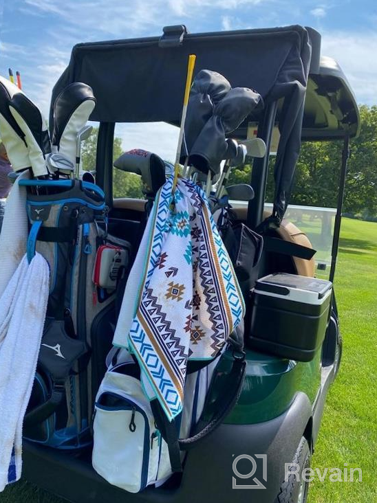 img 1 attached to Premium Microfiber Golf Towel - 20" X 40" Dual Hanging Design With 20+ High Fashion Prints For The Best Golf Accessories - Uther Tour review by Timothy Hughes