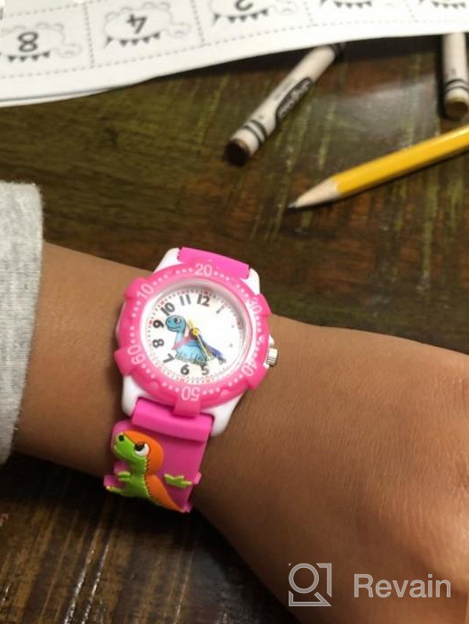 img 1 attached to Jewtme Cute Toddler Children Kids Watches Ages 3-8 - Analog Time Teacher 3D Silicone Band Cartoon Watch for Little Girls Boys review by James Pernell