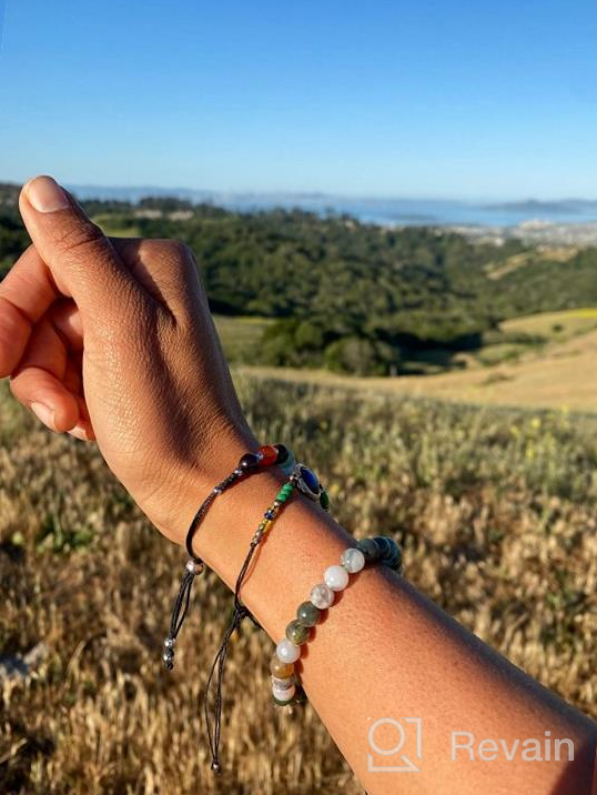 img 1 attached to Cherry Tree Collection Chakra Bracelet with Natural Gemstones, Adjustable Nylon Cord, 6mm Beads, Silver Spacers, Fits 5"-6.5" Women, Girls, and Children review by Albert Dorsett