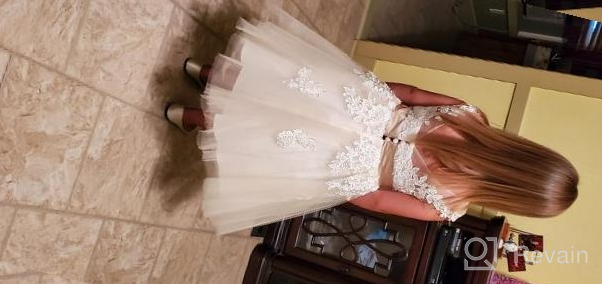 img 1 attached to 🏻 PLUVIOPHILY Miama Champagne Lace Tulle Wedding Flower Girl Dress: Perfect Junior Bridesmaid Attire review by Kelly Starr