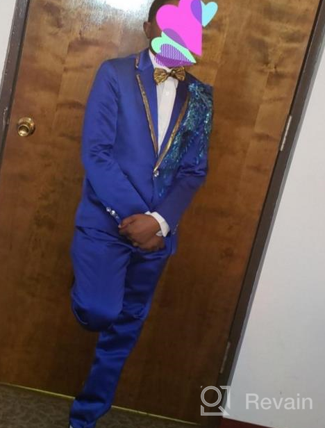 img 1 attached to Boyland Boys 3-Piece Suit: Lapel Tuxedo Jacket, Pants, Bowtie | Blue, Shiny, Party Dress | 3 Styles review by Bryan Reynolds