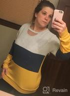 img 1 attached to Women'S Color Block Long Sleeve Tunic Top Crew Neck Cutout Choker Blouse Casual Loose Sweatshirt review by Damon Fields