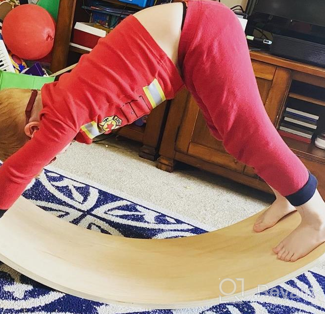 img 1 attached to Kids' Wooden Balance Board - 31 Inch Curvy Wobbel Balance Board For Yoga And Exercise - Funpeny Wooden Rocker Board With Stylish Wood Finish review by Robert Ewing