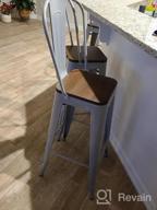 img 1 attached to Mecor 30'' Metal Bar Stools Set Of 4 With Removable Backrest And Wood Seat, Light Blue Dining Chairs For Kitchen Counter Height review by Kimberly Sanders