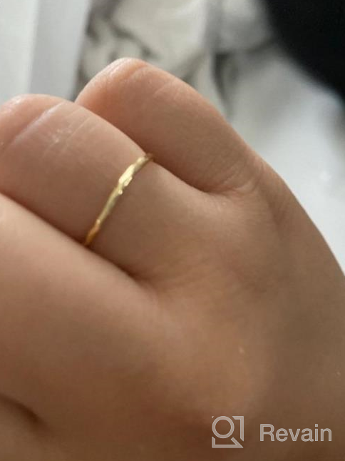 img 1 attached to 14K Gold Plated Skinny Hammered Stacking Ring Set For Women Girls - Size 4 To 9 review by Shawn Hill