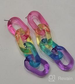 img 7 attached to Dazzling Rainbow Clear Pastel Acrylic Extra Long Link Chain Earrings: Unique Statement Resin Geometric Paperclip Chain Drops – Colorful Lightweight Jewelry for Women & Girls – Perfect Gifts