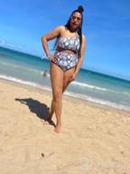 img 1 attached to Bonim Lace V Neck Two Piece Swimdress With Bikini Bottom Swim Skirt Tankini Bathing Suits Black Large review by Nicole Thomas