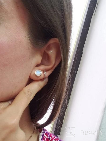 img 1 attached to 💎 Sterling Silver Rainbow Moonstone Earrings for Girls - SilverStarJewel Jewelry review by Matthew Hall