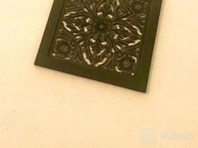 img 5 attached to Lotus Wood Wall Panel Decor Hanging Art Handcrafted By DharmaObjects - 16" X 16" In Black