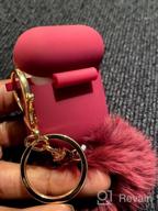 img 1 attached to AirPods 3 Case Cover 2021 Version Soft Silicone Fur Ball Keychain Women Shockproof Protective Visible Front LED Light Pink review by Adam Cummings