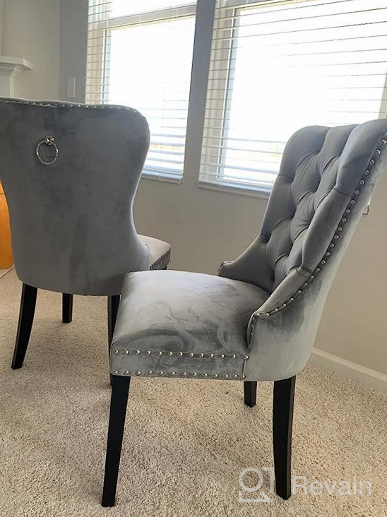 img 1 attached to Set Of 2 Elegant Armless Dining Chairs With Ring Pull And Black Velvet Upholstery - Perfect For Your Home Decor review by Relap Villa