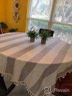 img 1 attached to Grey Cotton Linen Tablecloth - 55X86 Inch, 6-8 Seats, Stitching Tassels For Dining Room & Kitchen Parties review by Shauna Bishop