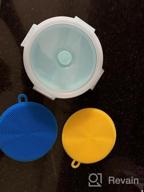 img 1 attached to 🍲 350ml Small Collapsible Bowl with Airtight Plastic Lids - Silicone Collapsible Container for Food Storage, Travel, Camping, Hiking - Includes 2 Pack of Silicone Dish Sponges - Blue review by Tim Thuss