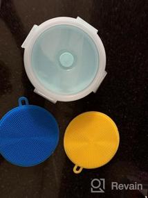 img 5 attached to 🍲 350ml Small Collapsible Bowl with Airtight Plastic Lids - Silicone Collapsible Container for Food Storage, Travel, Camping, Hiking - Includes 2 Pack of Silicone Dish Sponges - Blue